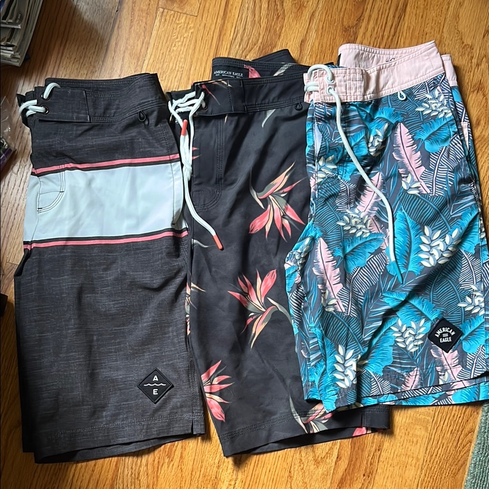 3 Pairs Mens American Eagle swim shorts XS